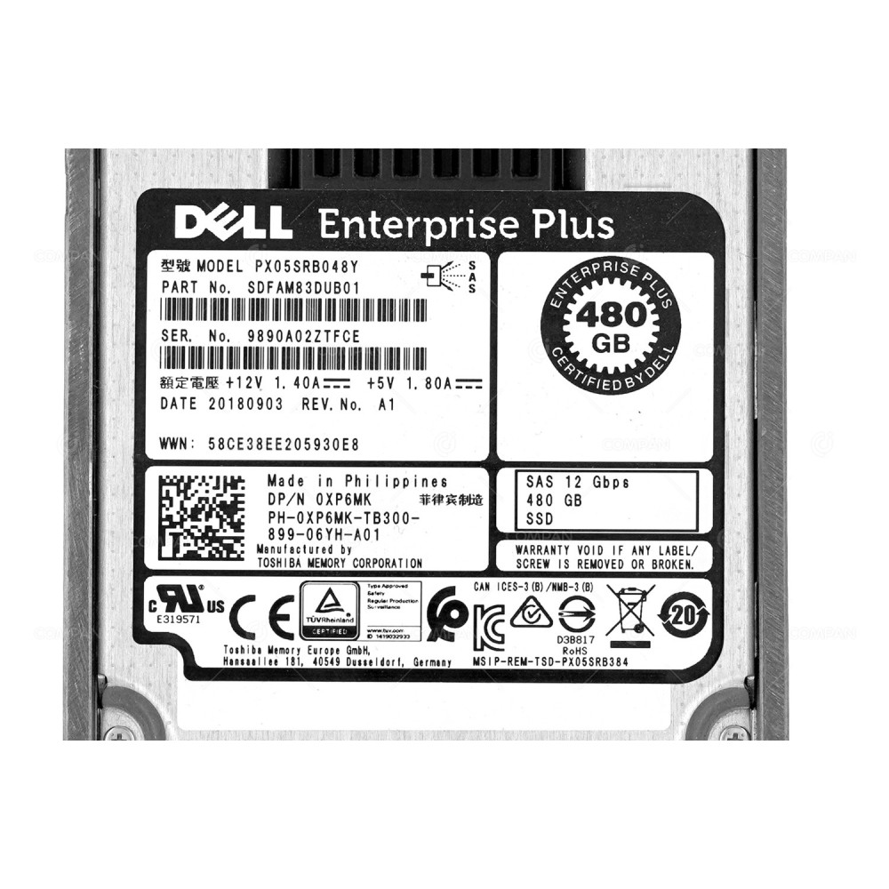 XP6MK DELL SSD 480GB SAS 12G 2.5" SFF FOR DELL COMPELLENT